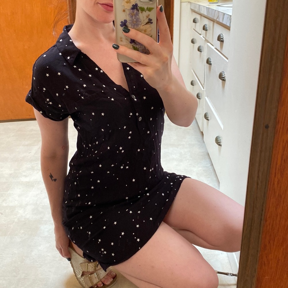 Rock & Republic • Starry Rayon T-Shirt Collar Dress